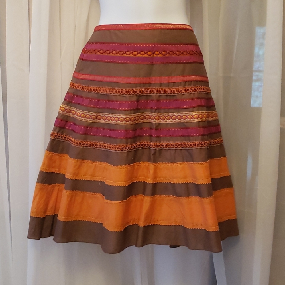 Limited Cotton & Ribbon Flare Skirt